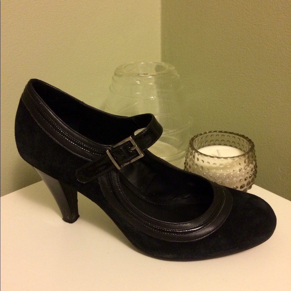 Black Suede and Patent Leather Mary Janes